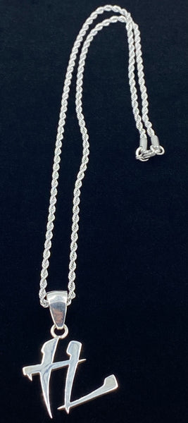 “TL” REAL Sterling Silver THE LIFE PENDANT SIZE 1” with a Stainless Steel Unisex Rope Chain Necklaces 20"(50.8cm) long, 2.3mm wide.